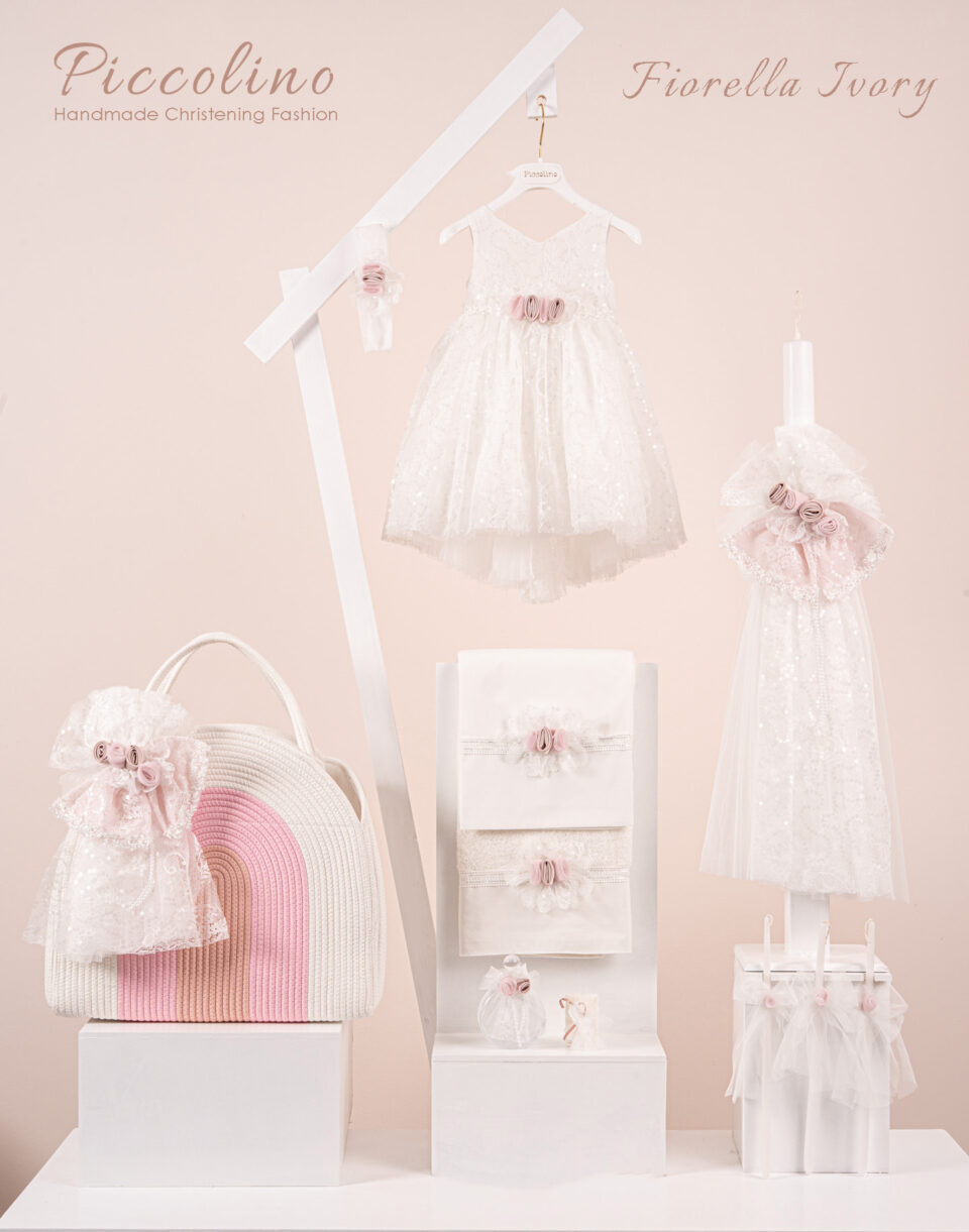 Πακέτο βάπτισης για κορίτσι Piccolino Fiorella ivory
