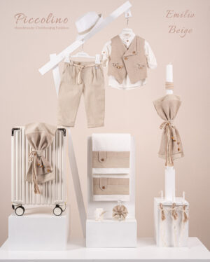 Πακέτο βάπτισης για αγόρι Piccolino Emilio beige