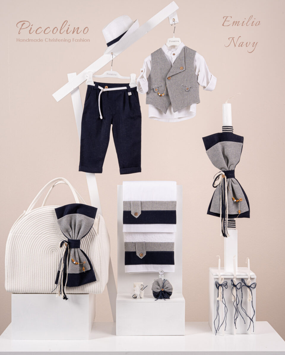 Πακέτο βάπτισης για αγόρι Piccolino Emilio navy