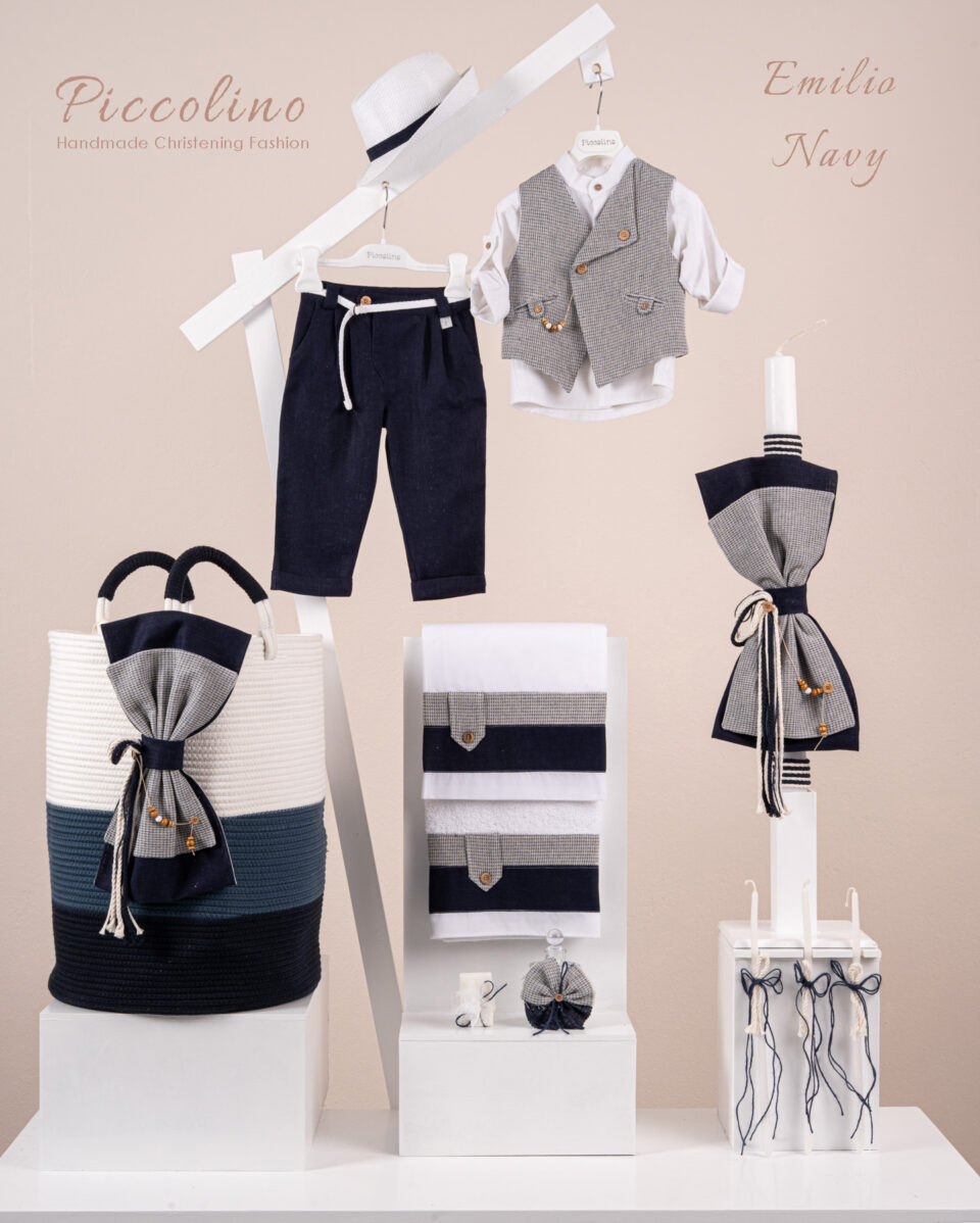 Πακέτο βάπτισης για αγόρι Piccolino Emilio navy