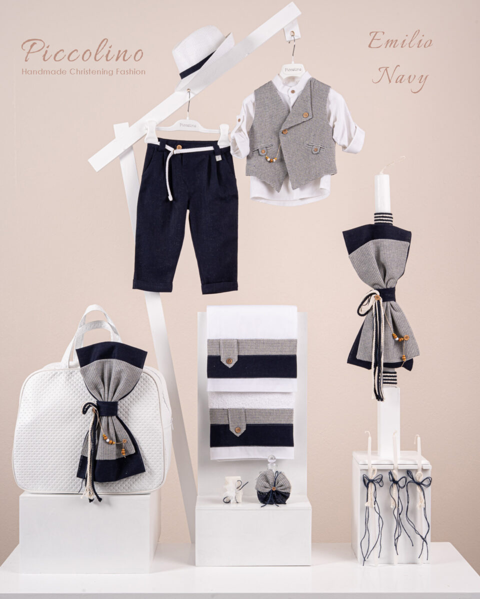 Πακέτο βάπτισης για αγόρι Piccolino Emilio navy