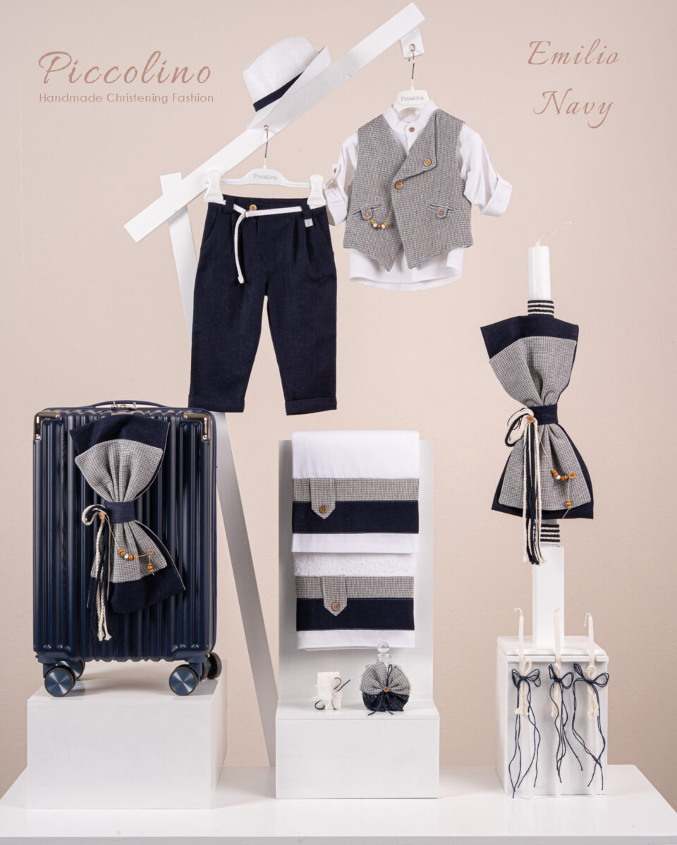 Πακέτο βάπτισης για αγόρι Piccolino Emilio navy