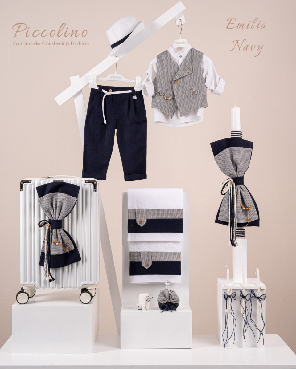 Πακέτο βάπτισης για αγόρι Piccolino Emilio navy