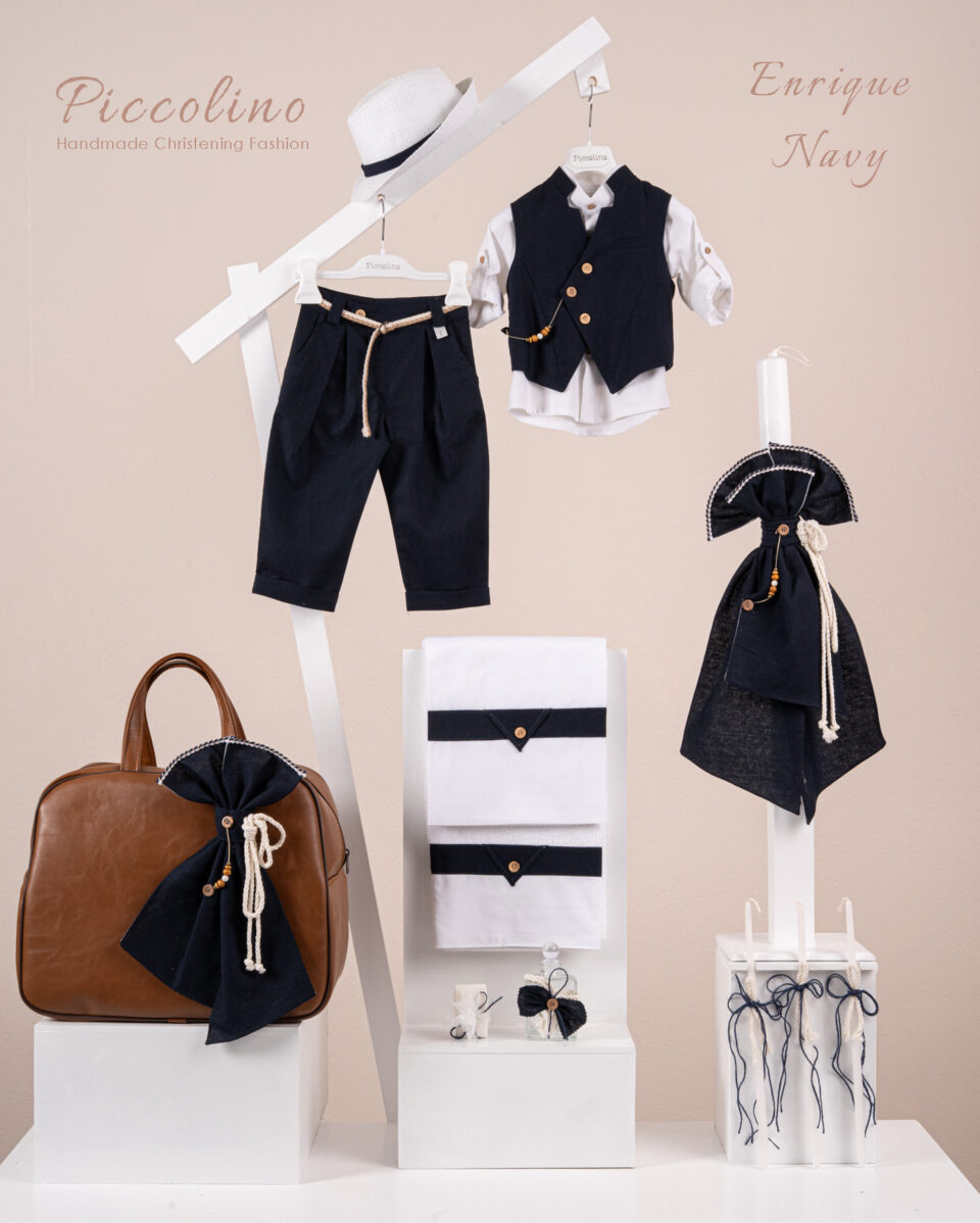 Πακέτο βάπτισης για αγόρι Piccolino Enrique navy