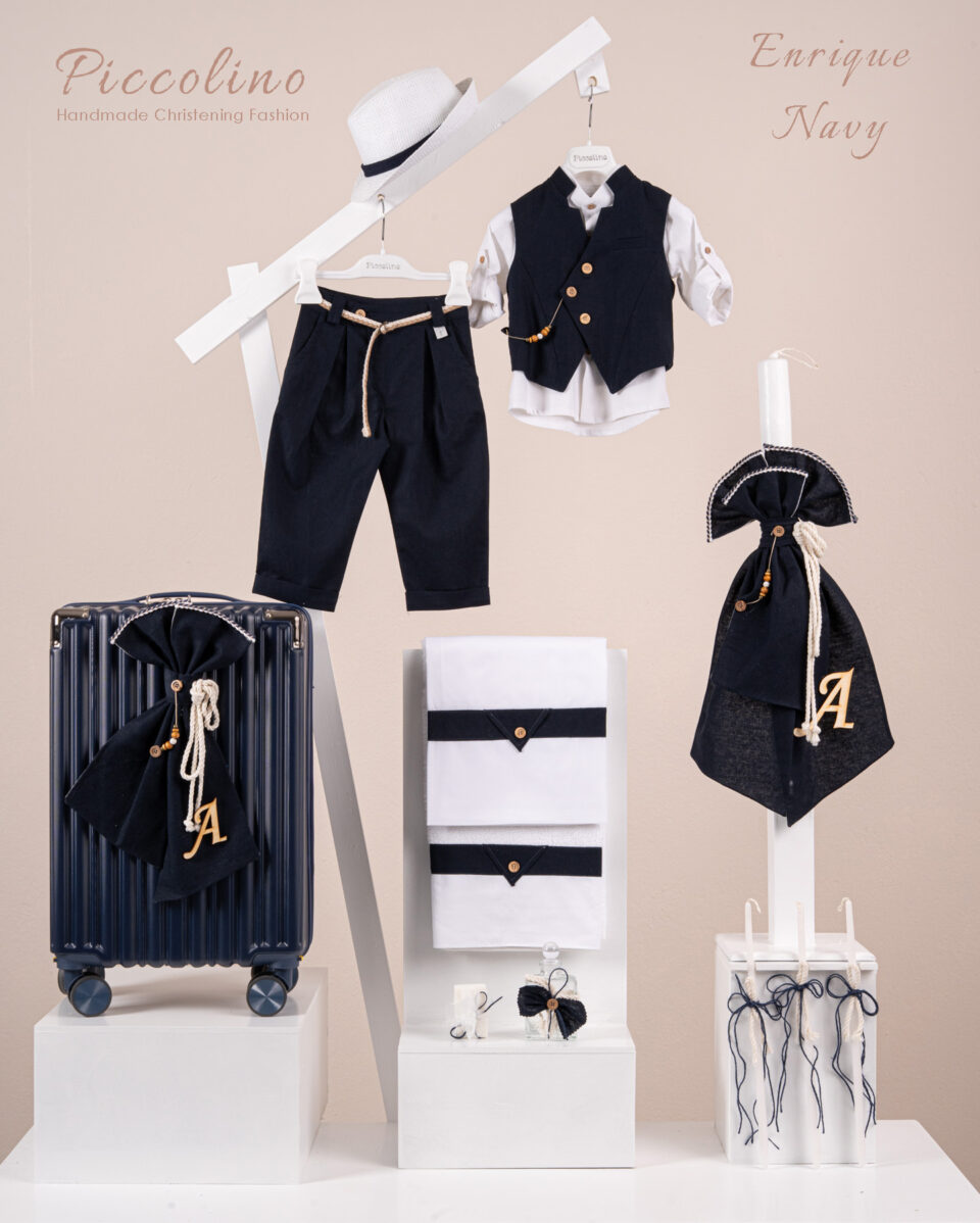 Πακέτο βάπτισης για αγόρι Piccolino Enrique navy