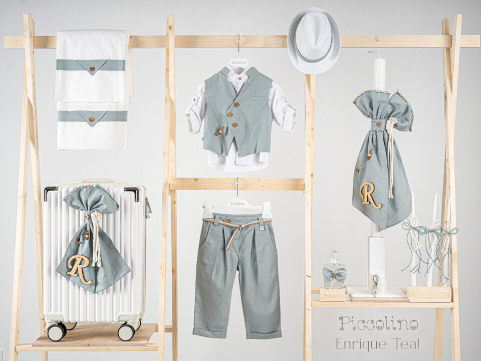 Πακέτο βάπτισης για αγόρι Piccolino Enrique teal