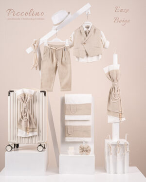 Πακέτο βάπτισης για αγόρι Piccolino Enzo beige