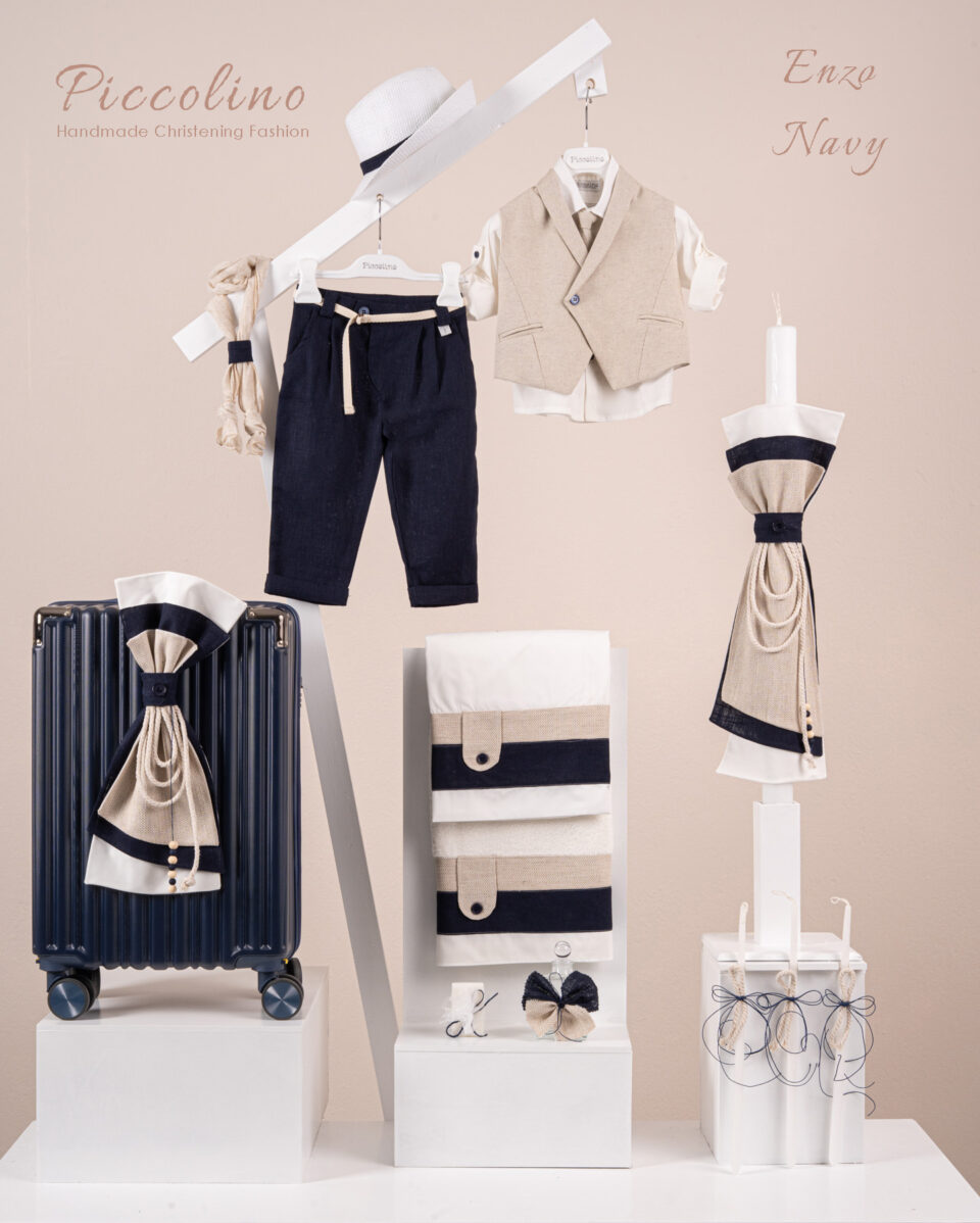 Πακέτο βάπτισης για αγόρι Piccolino Enzo navy