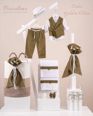 Πακέτο βάπτισης για αγόρι Piccolino Fabio golden olive
