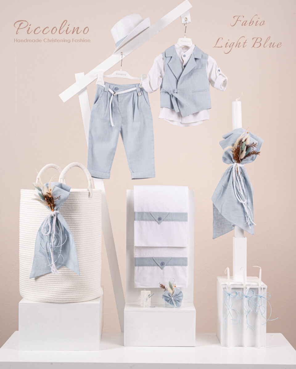 Πακέτο βάπτισης για αγόρι Piccolino Fabio light blue