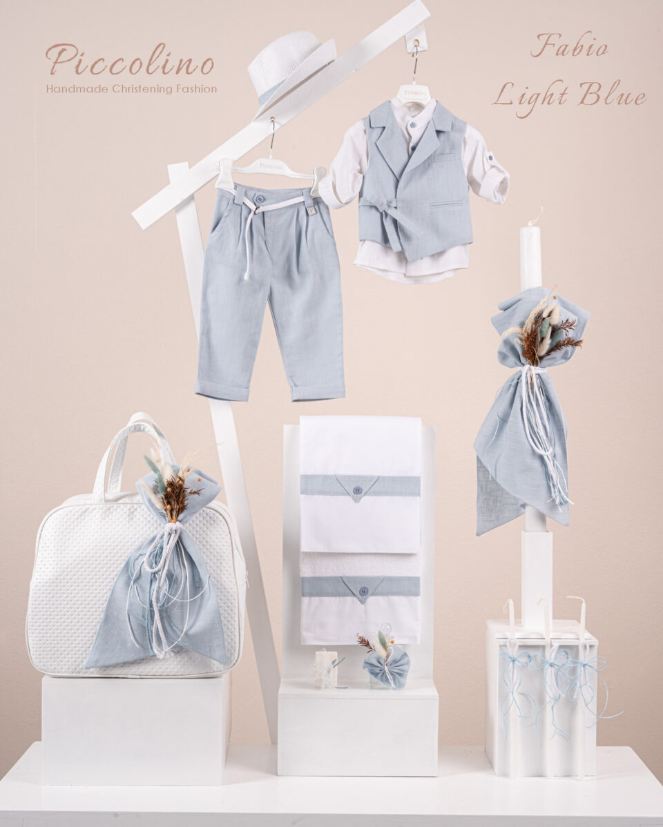Πακέτο βάπτισης για αγόρι Piccolino Fabio light blue