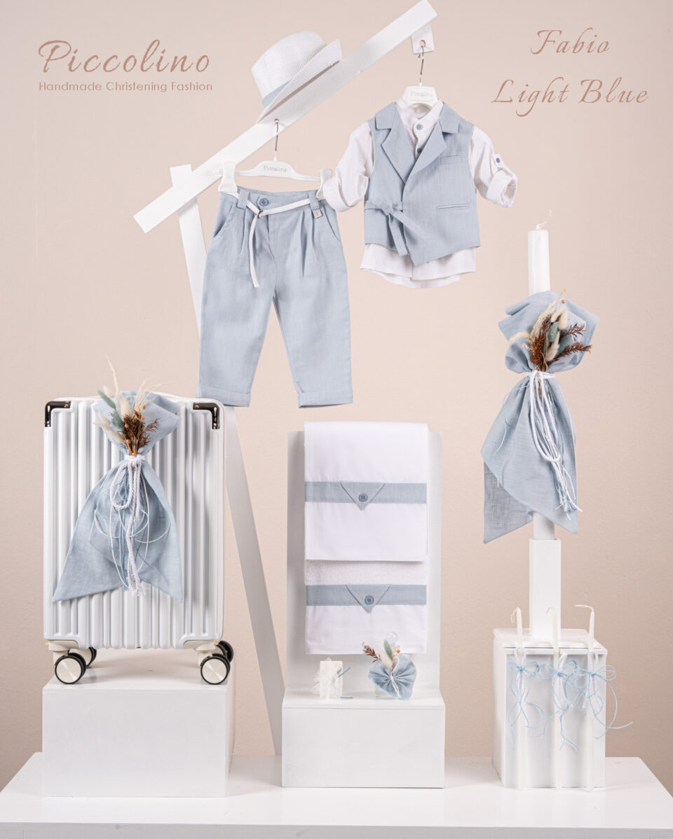 Πακέτο βάπτισης για αγόρι Piccolino Fabio light blue