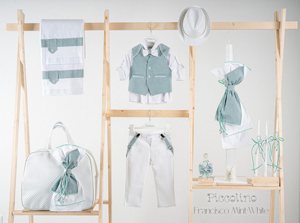 Πακέτο βάπτισης για αγόρι Piccolino Francisco mint white
