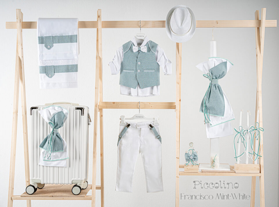 Πακέτο βάπτισης για αγόρι Piccolino Francisco mint white