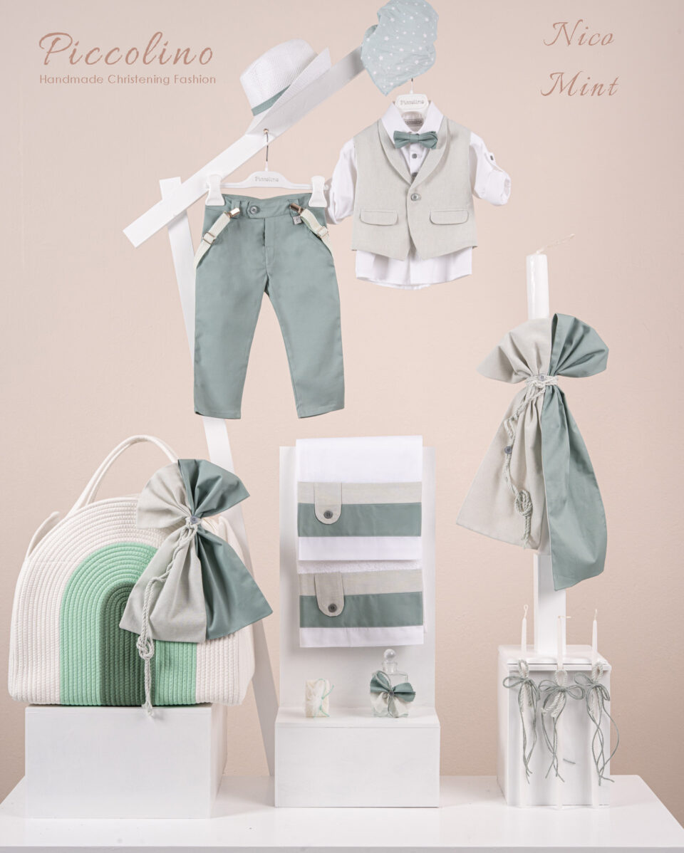 Πακέτο βάπτισης για αγόρι Piccolino Nico mint