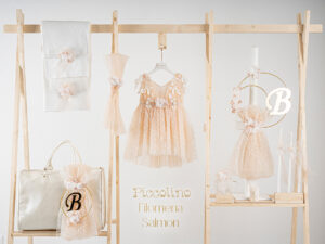 Πακέτο βάπτισης για κορίτσι Piccolino Filomena salmon με τσάντα  ivory