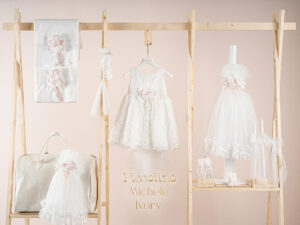 Πακέτο βάπτισης για κορίτσι Piccolino Michele ivory με τσάντα καπιτονέ ivory