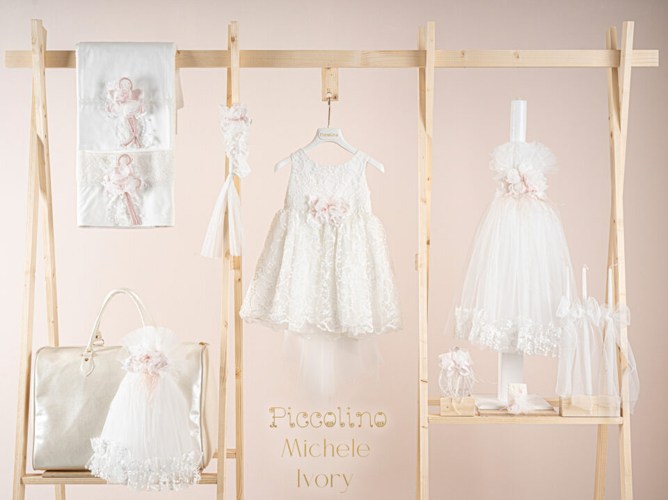 Πακέτο βάπτισης για κορίτσι Piccolino Michele ivory με τσάντα ivory