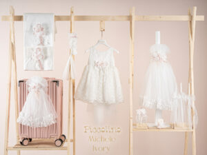 Πακέτο βάπτισης για κορίτσι Piccolino Michele ivory με βαλίτσα pink