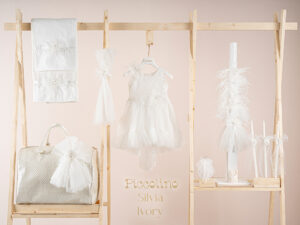 Πακέτο βάπτισης για κορίτσι Piccolino Silvia ivory με τσάντα καπιτονέ ivory