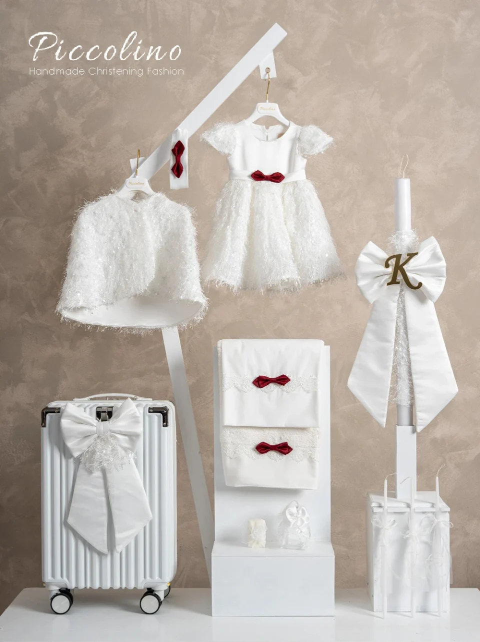 Πακέτο βάπτισης για κορίτσι Piccolino PKT-LUCIA-IVORY-RED-K26-VALITSA